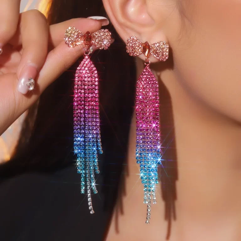 1-Pair-Elegant-Shiny-Tassel-Rhinestone-Copper-Drop-Earrings-display-picture-24